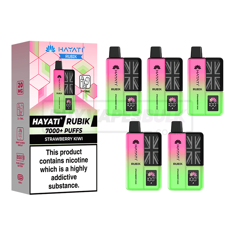Hayati Rubik 7000 Puffs Vape Kit 5 Pack Strawberry Kiwi