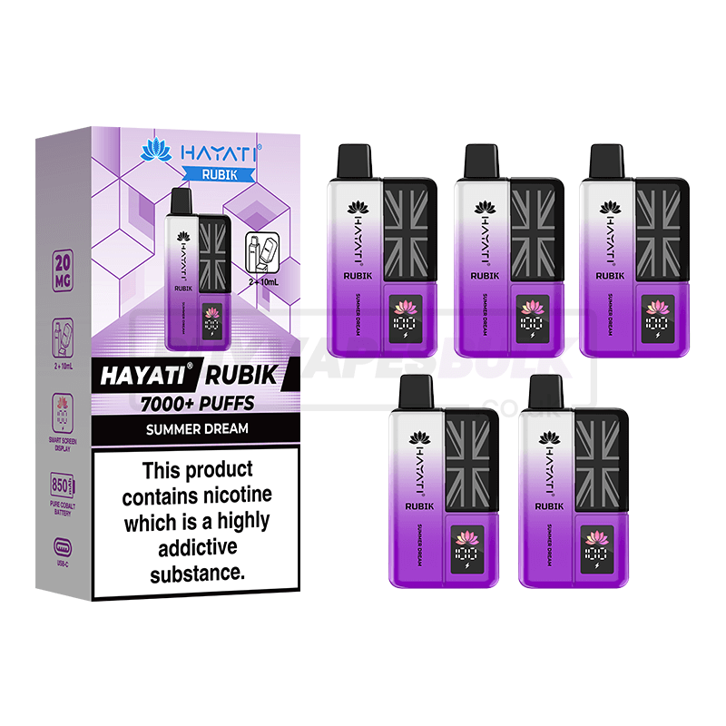 Hayati Rubik 7000 Puffs Vape Kit 5 Pack Summer Dream