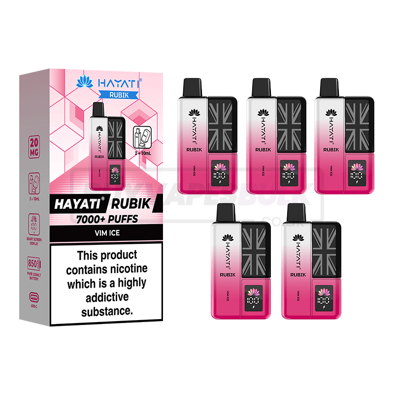 Hayati Rubik 7000 Puffs Vape Kit 5 Pack Vim Ice