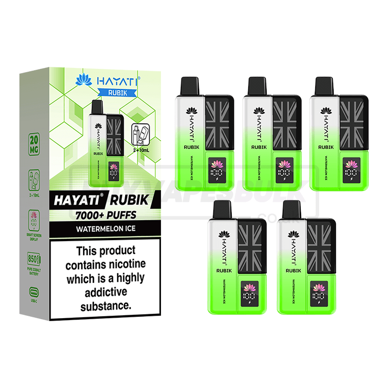 Hayati Rubik 7000 Puffs Vape Kit 5 Pack Watermelon Ice