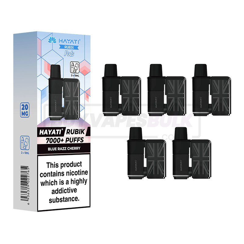 Hayati Rubik 7000 Puffs Refill Pods 5 Pack Blue Razz Cherry