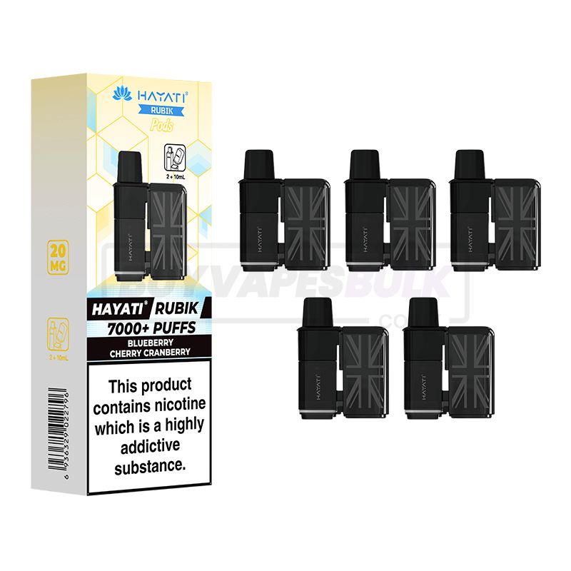 Hayati Rubik 7000 Puffs Refill Pods 5 Pack Blueberry Cherry Cranberry