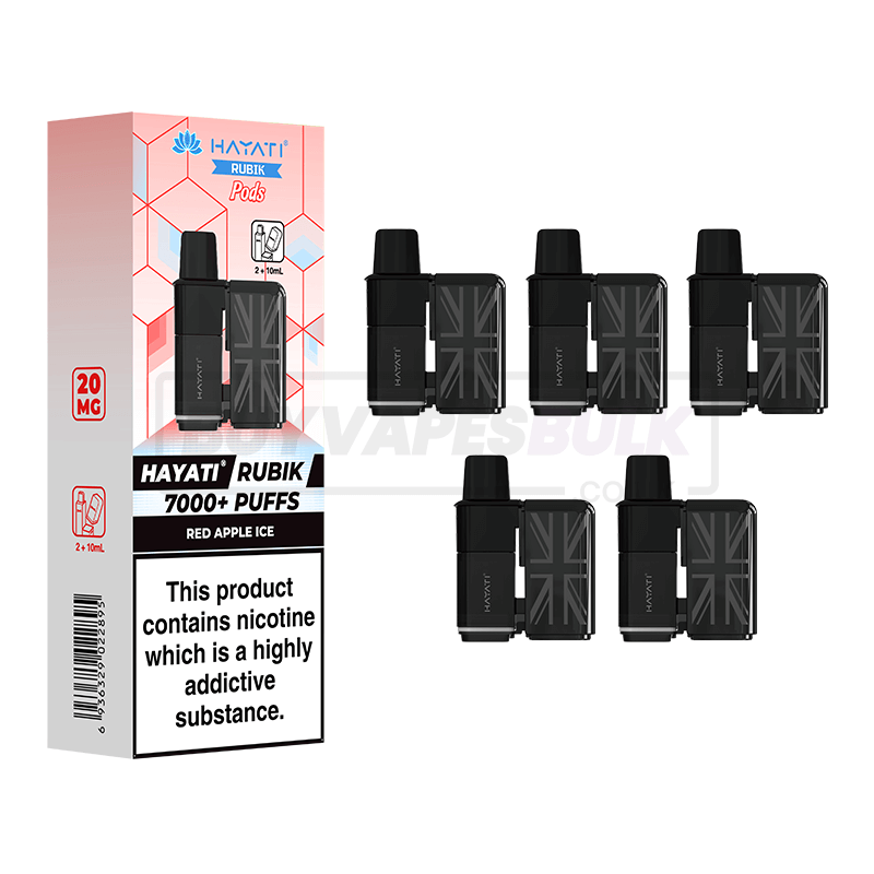 Hayati Rubik 7000 Puffs Refill Pods 5 Pack Red Apple Ice