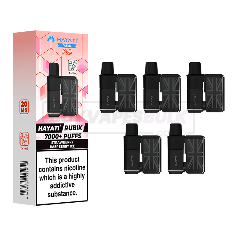 Hayati Rubik 7000 Puffs Refill Pods 5 Pack Strawberry Raspberry Ice