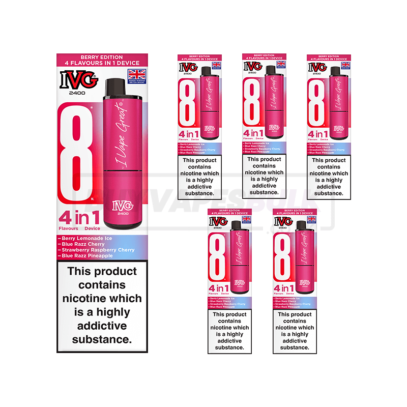 IVG 2400 4 in 1 Prefilled Vape Kit 5 Pack Berry Edition