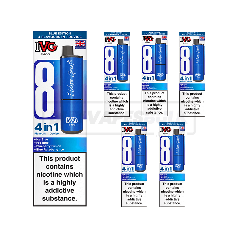 IVG 2400 4 in 1 Prefilled Vape Kit 5 Pack Blue Edition