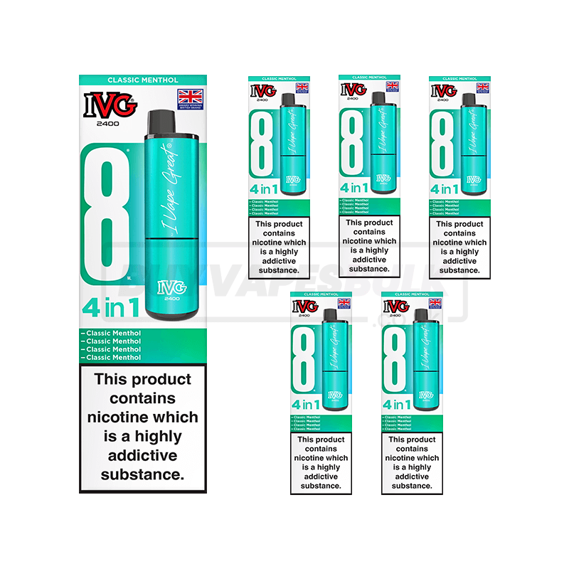 IVG 2400 4 in 1 Prefilled Vape Kit 5 Pack Classic Menthol