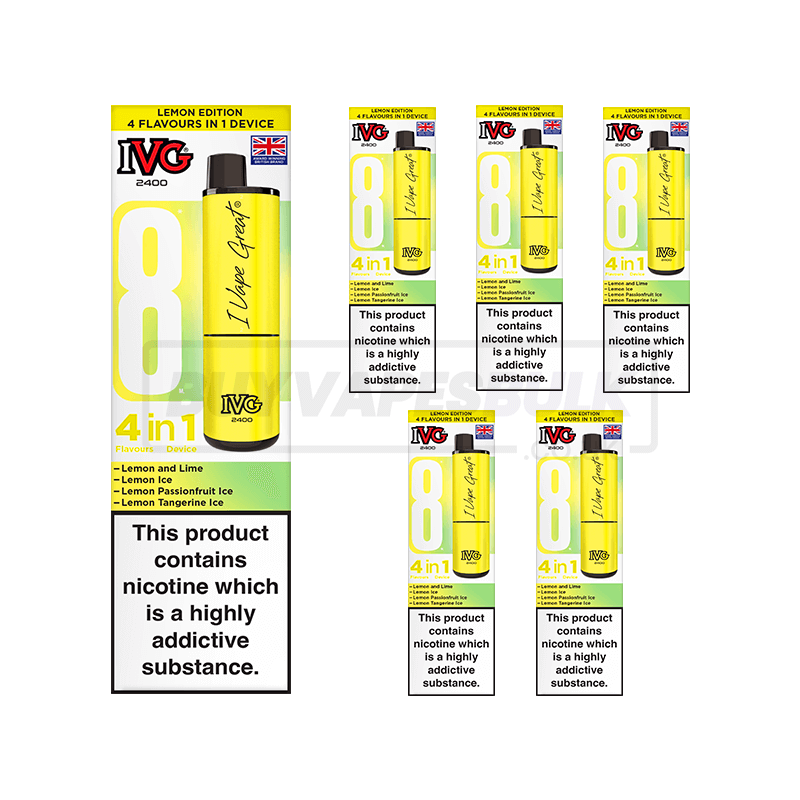IVG 2400 4 in 1 Prefilled Vape Kit 5 Pack Lemon Edition