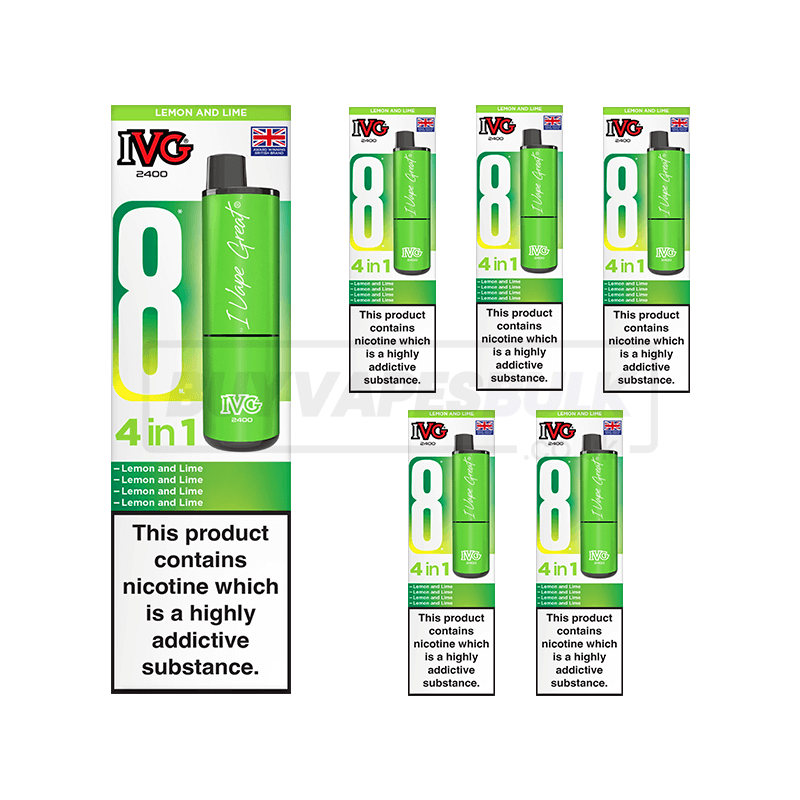 IVG 2400 4 in 1 Prefilled Vape Kit 5 Pack Lemon & Lime
