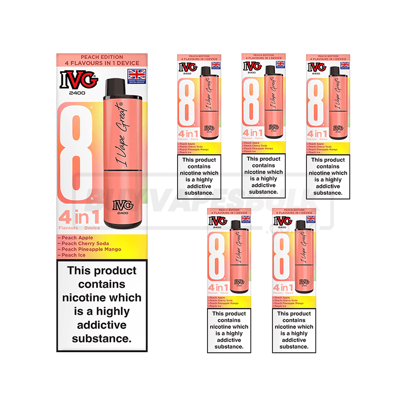 IVG 2400 4 in 1 Prefilled Vape Kit 5 Pack Peach Edition