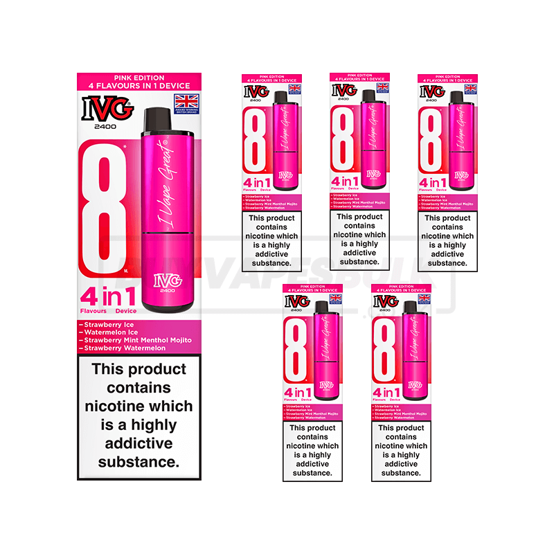 IVG 2400 4 in 1 Prefilled Vape Kit 5 Pack Pink Edition