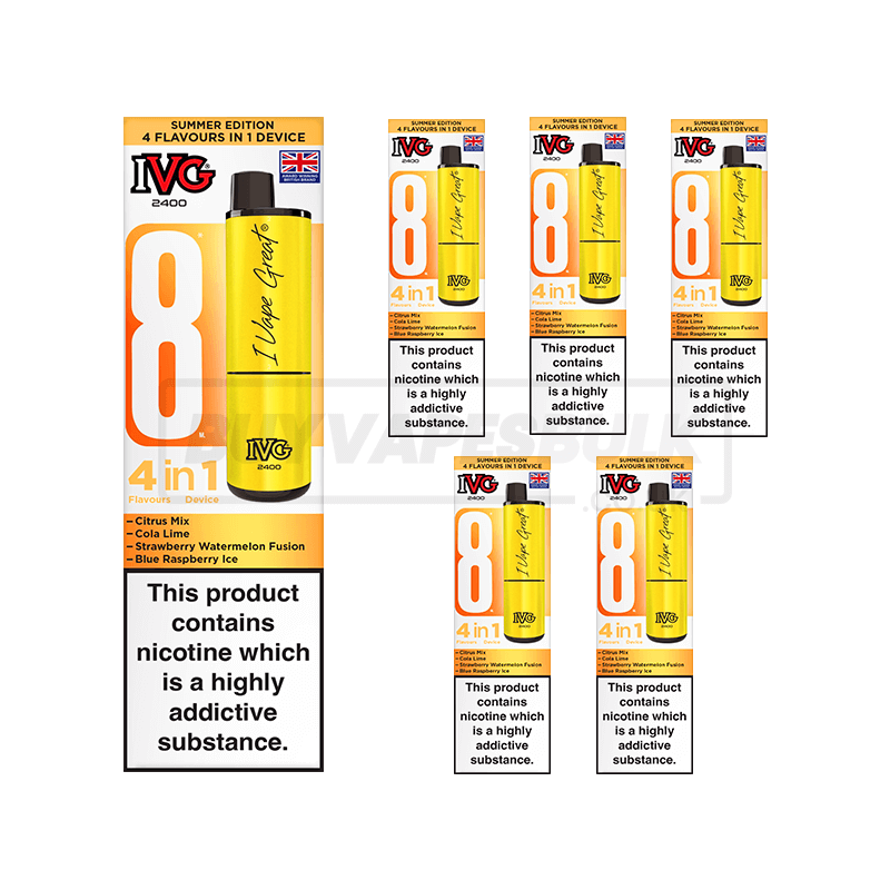 IVG 2400 4 in 1 Prefilled Vape Kit 5 Pack Summer Edition