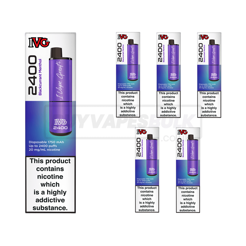 Blackcurrant Menthol IVG 2400 Vape Kit 5 Pack