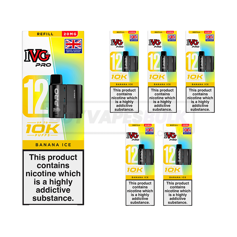 IVG Pro 12 10K Refill Pods 5 Pack Banana Ice (NEW)
