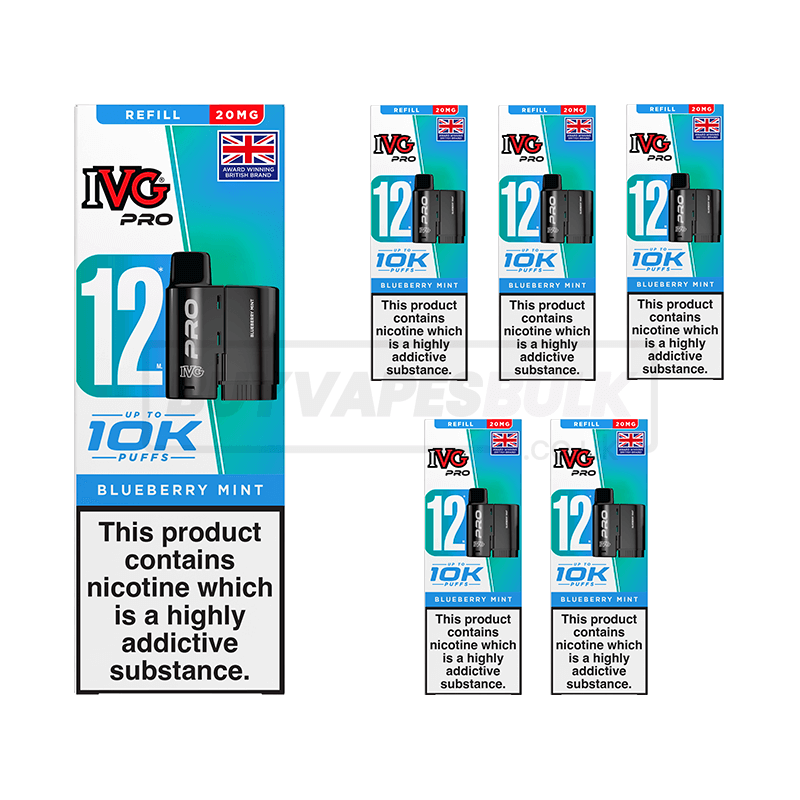 IVG Pro 12 10K Refill Pods 5 Pack Blueberry Mint (NEW)