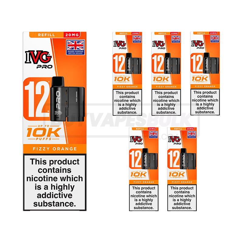 IVG Pro 12 10K Refill Pods 5 Pack Fizzy Orange (NEW)