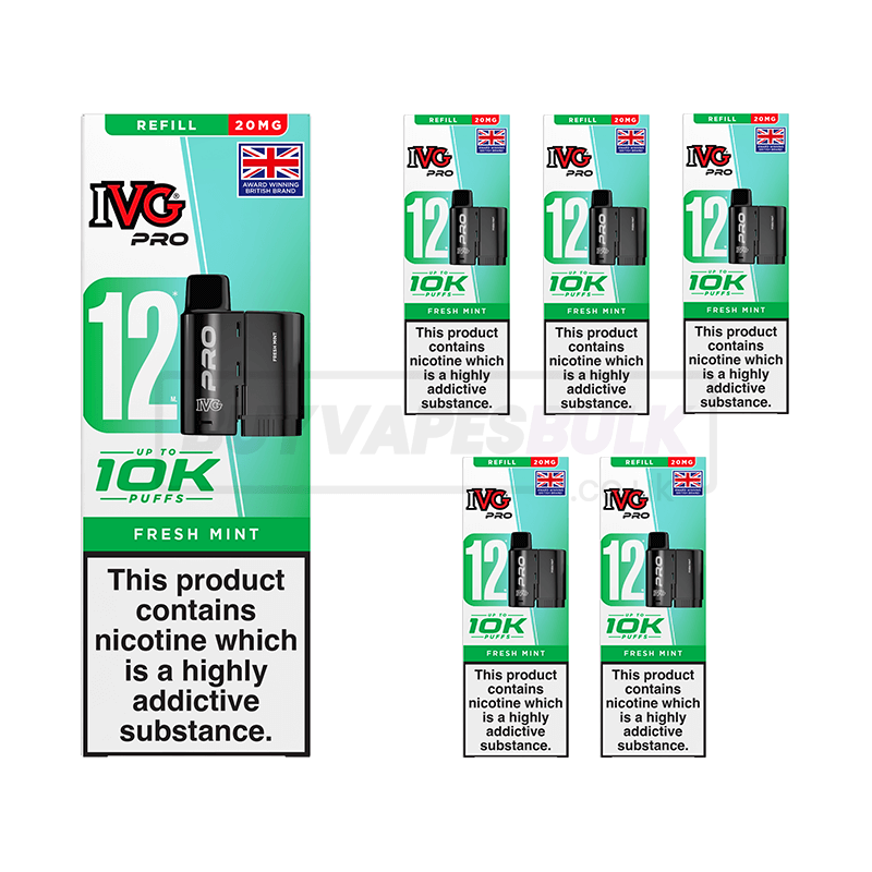 IVG Pro 12 10K Refill Pods 5 Pack Fresh Mint (NEW)