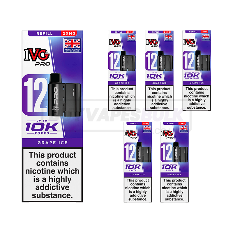 IVG Pro 12 10K Refill Pods 5 Pack Grape Ice (NEW)