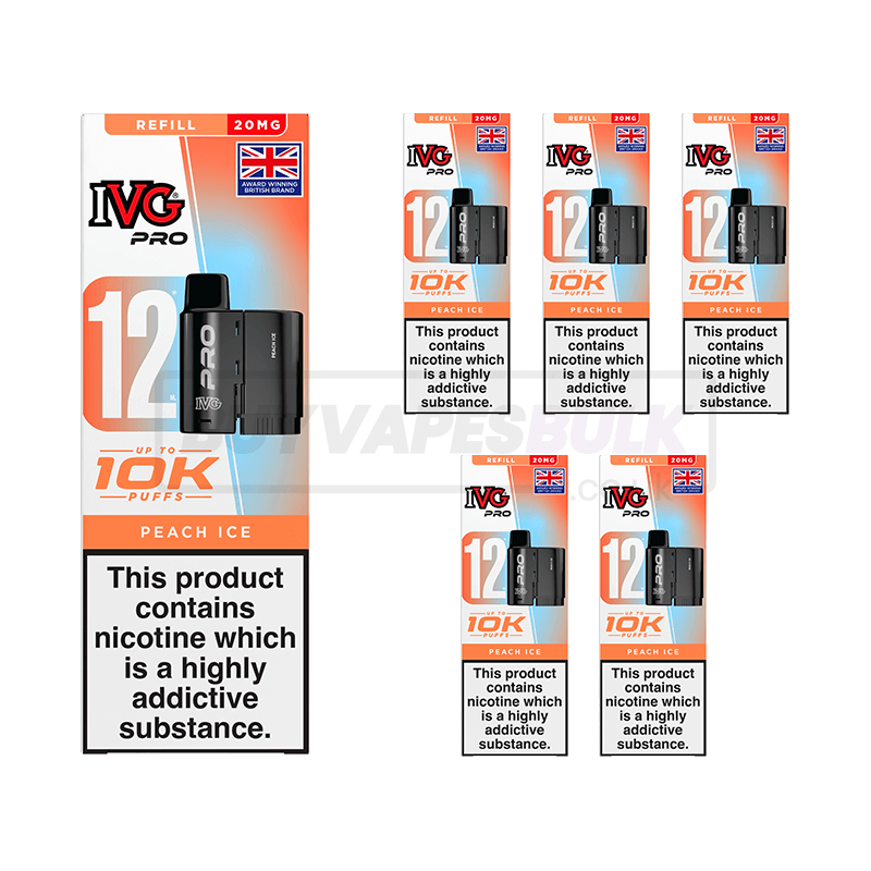 IVG Pro 12 10K Refill Pods 5 Pack Peach Ice (NEW)