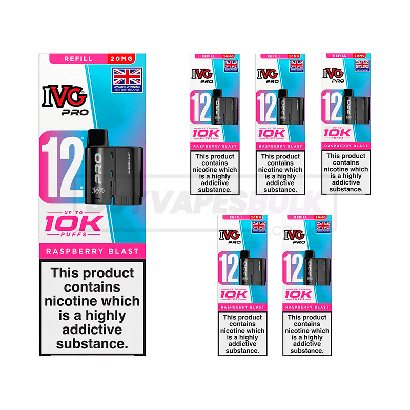 IVG Pro 12 10K Refill Pods 5 Pack Raspberry Blast (NEW)
