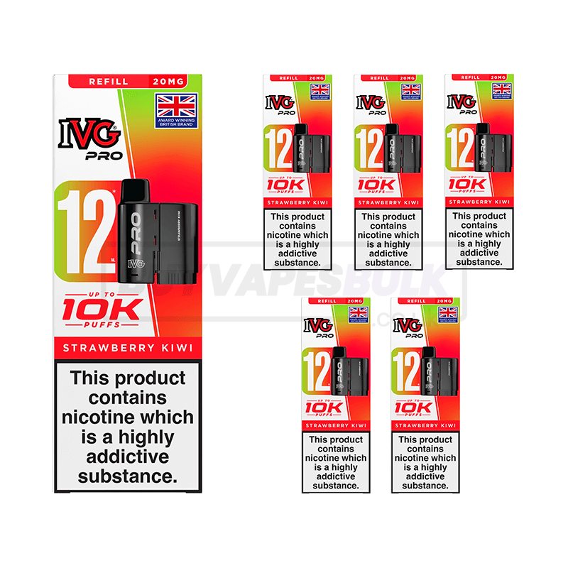 IVG Pro 12 10K Refill Pods 5 Pack Strawberry Kiwi (NEW)