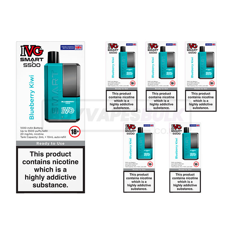 Blueberry Kiwi IVG Smart 5500 Puff Disposable Vape 5 Pack