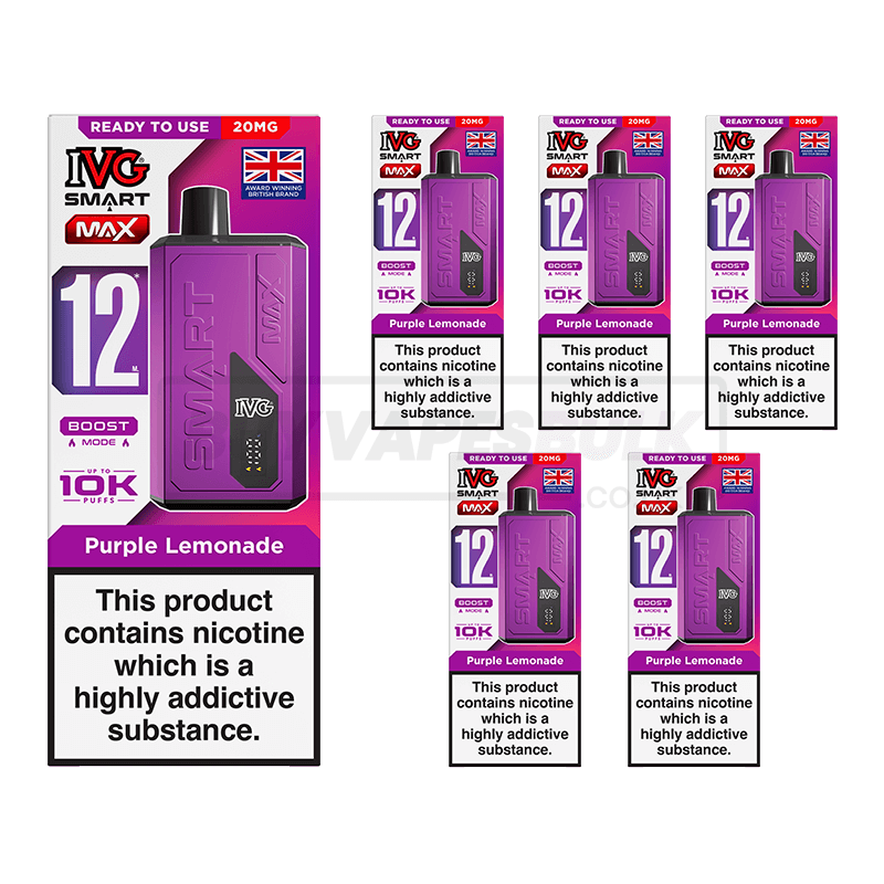 IVG Smart Max 10K Vape Kit 5 Pack Purple Lemonade (NEW)