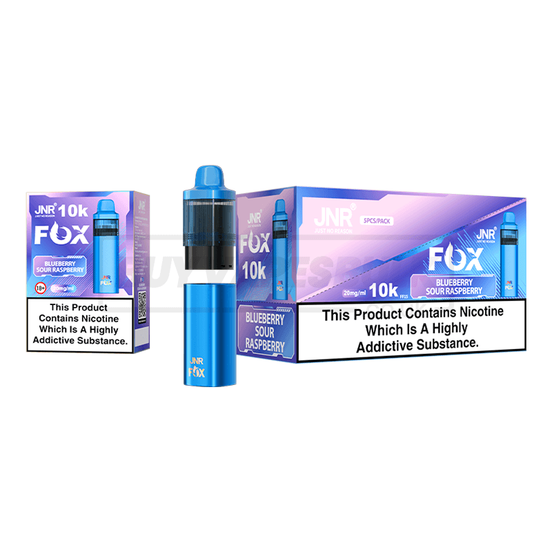 Blueberry Sour Raspberry JNR Fox 10K Prefilled Vape Kit 5 Pack