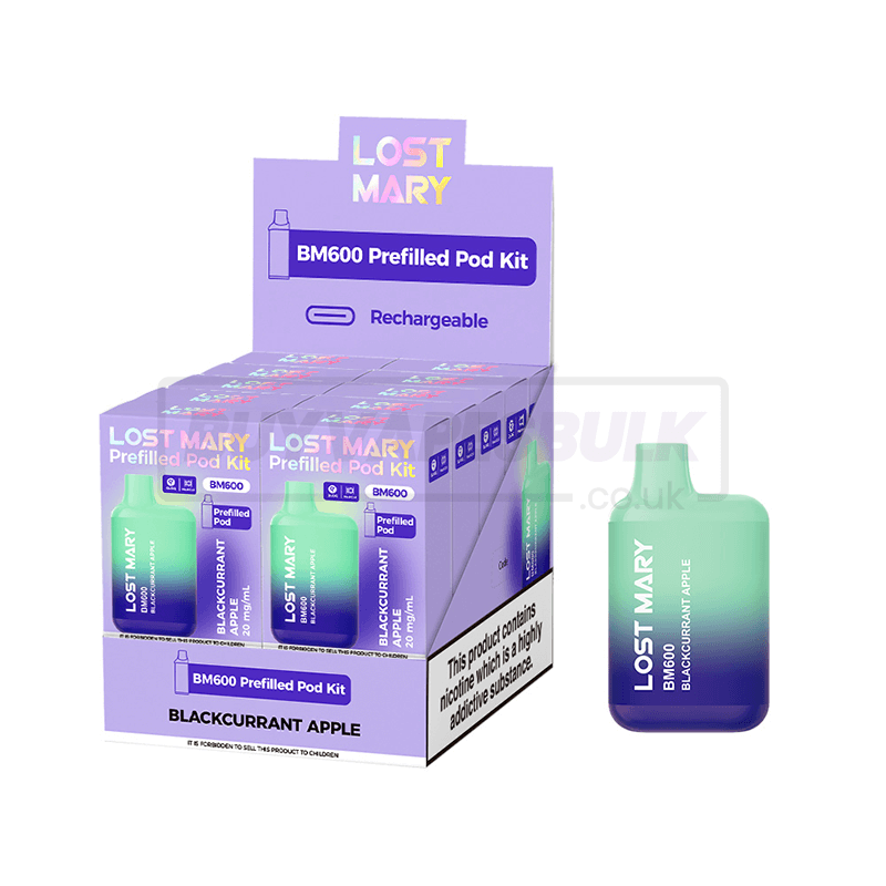 Blackcurrant Ice Lost Mary BM600 Prefilled Vape Kit 10 Pack