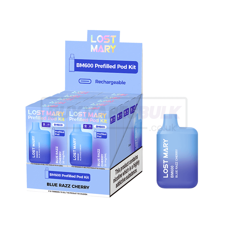 Blue Razz Cherry Lost Mary BM600 Prefilled Vape Kit 10 Pack
