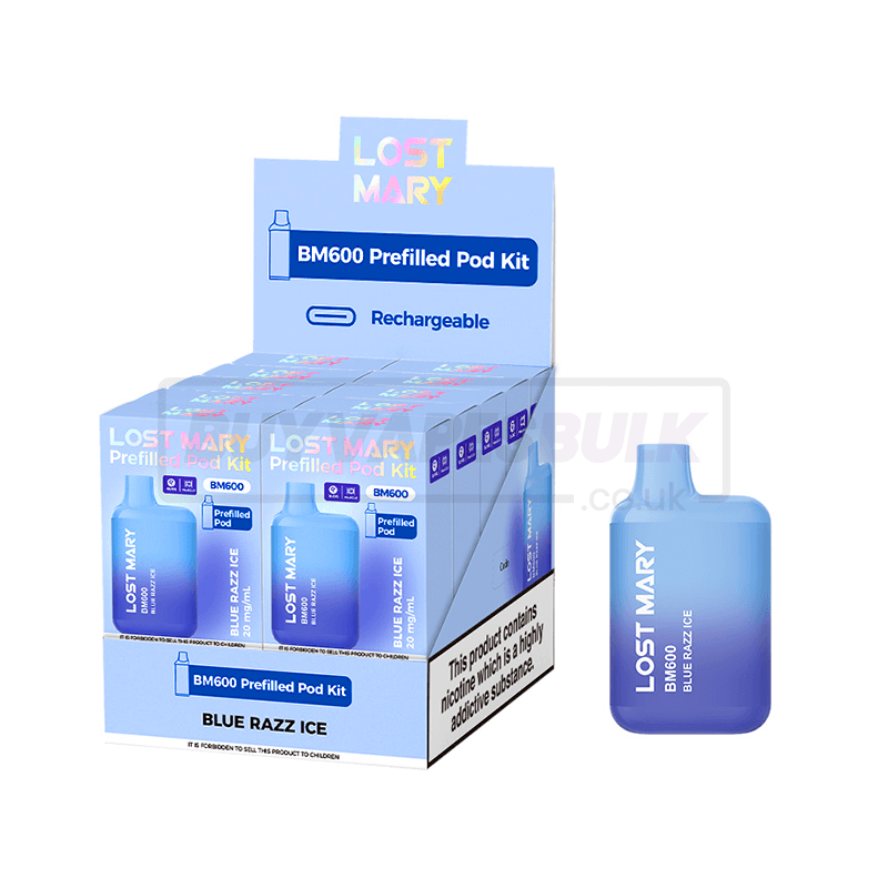 Blue Razz Ice Lost Mary BM600 Prefilled Vape Kit 10 Pack