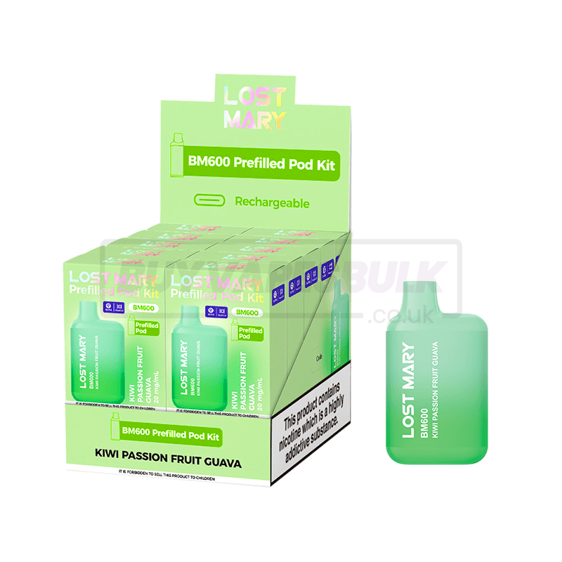 Kiwi Passion Guava Lost Mary BM600 Prefilled Vape Kit 10 Pack