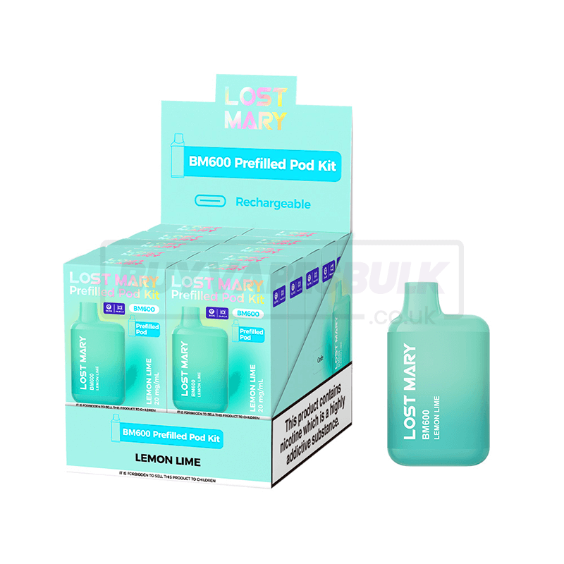 Lemon Lime Lost Mary BM600 Prefilled Vape Kit 10 Pack