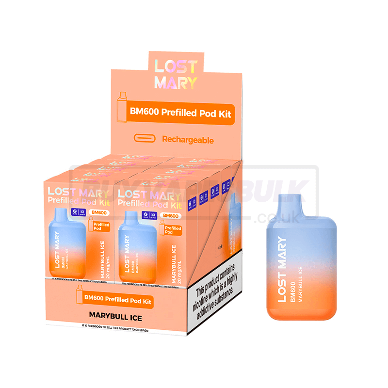 MaryBull Ice Lost Mary BM600 Prefilled Vape Kit 10 Pack