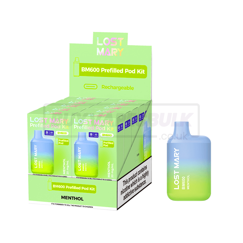 Menthol Lost Mary BM600 Prefilled Vape Kit 10 Pack