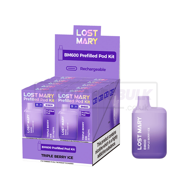 Triple Berry Lost Mary BM600 Prefilled Vape Kit 10 Pack
