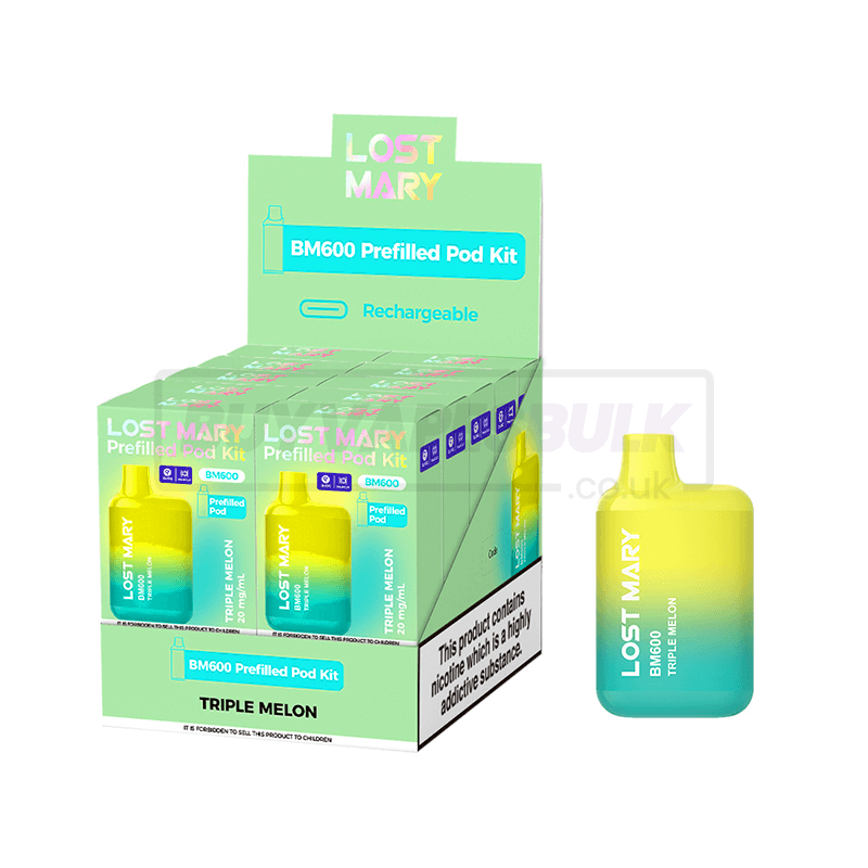 Triple Melon Lost Mary BM600 Prefilled Vape Kit 10 Pack