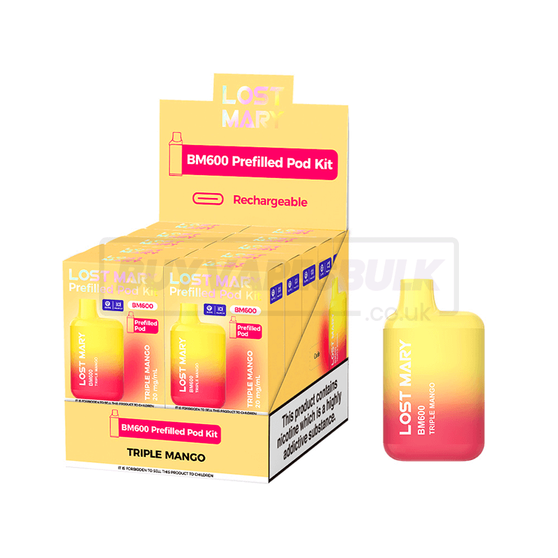 Triple Mango Lost Mary BM600 Prefilled Vape Kit 10 Pack