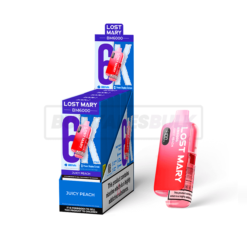 Juicy Peach Lost Mary BM6000 Prefilled Vape Kit 5 Pack