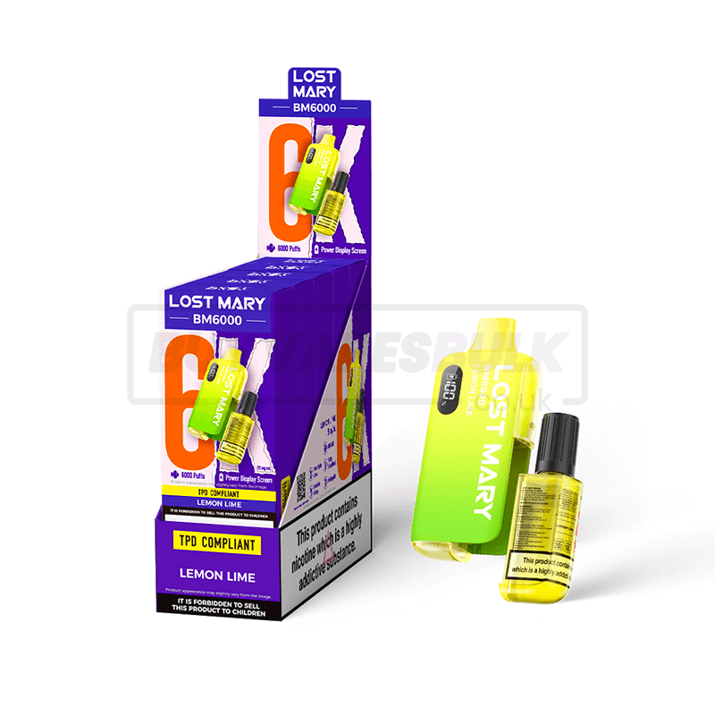 Lemon Lime Lost Mary BM6000 Puff Disposable Vape 5 Pack Buy Vapes Bulk