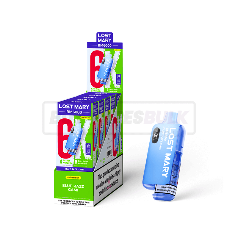 Lost Mary BM6000 Prefilled Vape Kit 5 Pack Blue Razz Gami