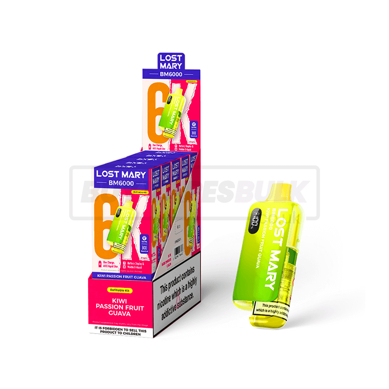 Lost Mary BM6000 Prefilled Vape Kit 5 Pack Kiwi Passion Fruit Guava