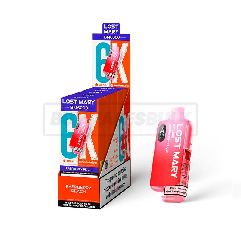 Raspberry Peach Lost Mary BM6000 Prefilled Vape Kit 5 Pack