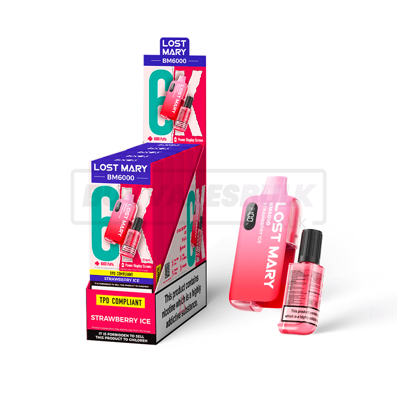 Strawberry Ice Lost Mary BM6000 Prefilled Vape Kit 5 Pack
