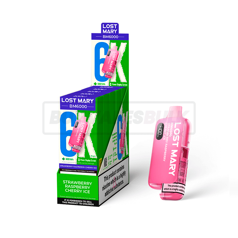 Strawberry Raspberry Cherry Ice Lost Mary BM6000 Prefilled Vape Kit 5 Pack