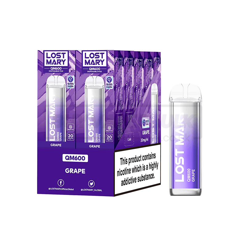 Grape Lost Mary QM600 Disposable Vape 10 Pack Buy Vapes Bulk