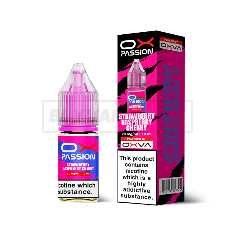 Strawberry Raspberry Cherry Oxva OX Passion Nic Salt E-Liquid Pack of 10