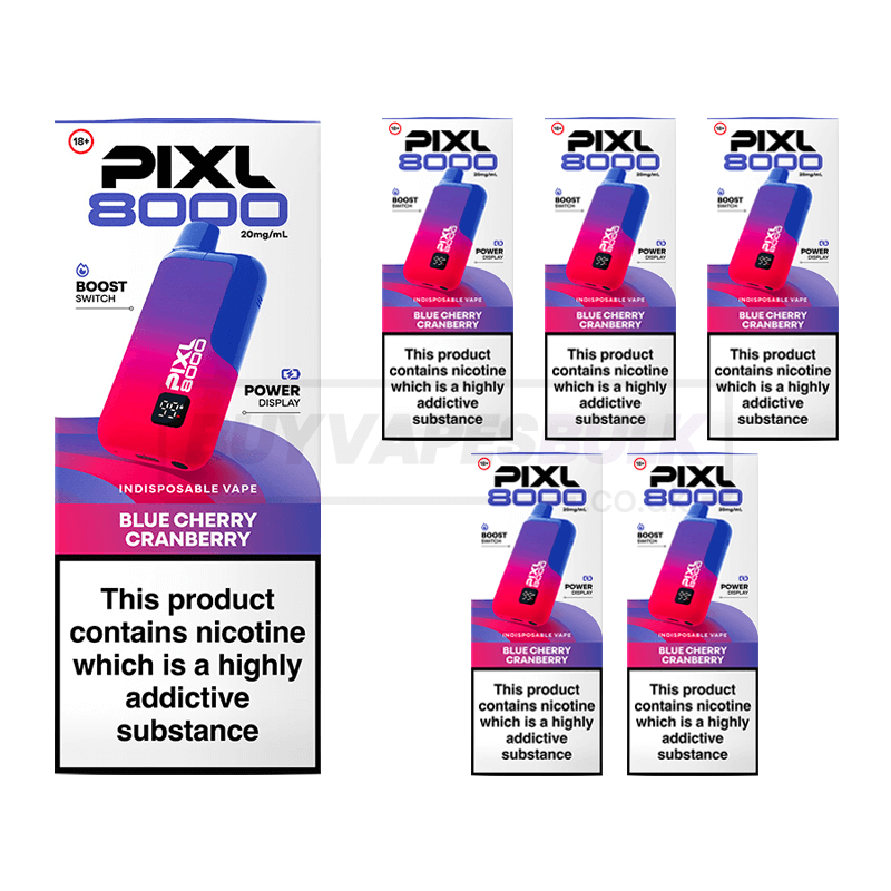 Blue Cherry Cranberry Pixl 8000 Prefilled Vape Kit 5 Pack