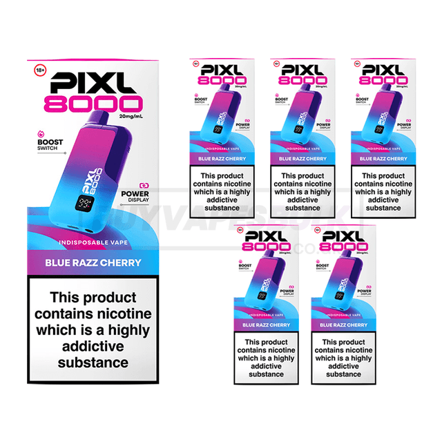 Blue Razz Cherry Pixl 8000 Prefilled Vape Kit 5 Pack