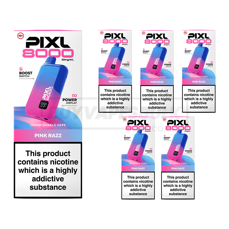 Pink Razz Pixl 8000 Prefilled Vape Kit 5 Pack